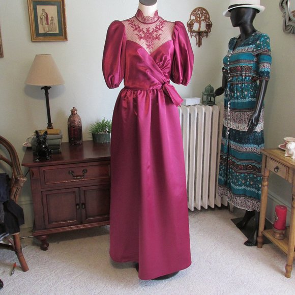 Vintage 80s Edwardian Style Dress - Picture 1 of 6